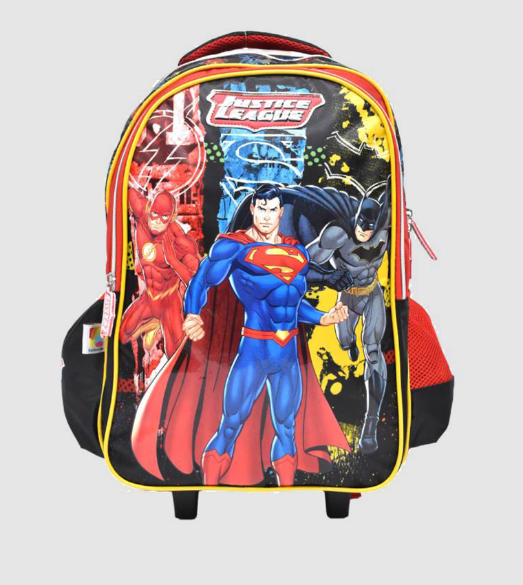 Justice Leauge Trolley Bag 2 Main Compartments And 2 Side Pockets