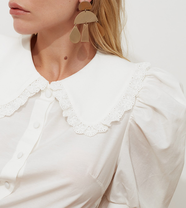 Maglietta Bianca Donna Trendyol A Maniche Lunghe | Girocollo Basic In Cotone, Vestibilità Regolare