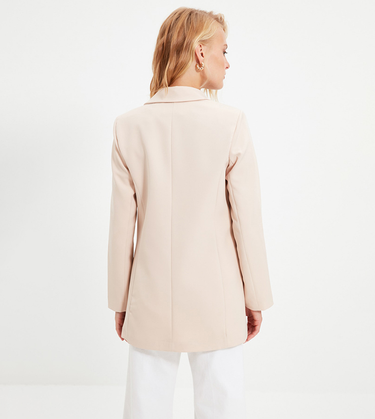 Solid Long Sleeves Oversized Blazer