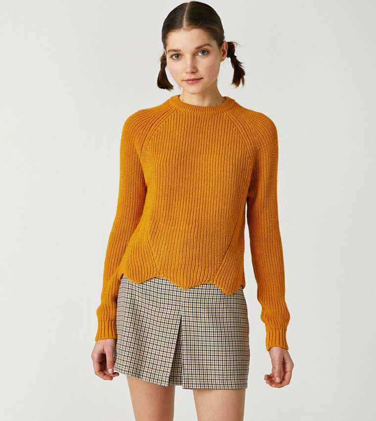 Buy Koton Asymmetrical Detailed Knitwear Sweater In Yellow