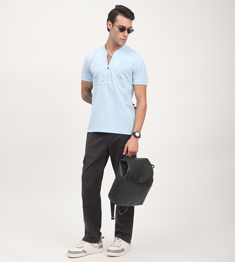 Logo Embossed V-Neck T-Shirt