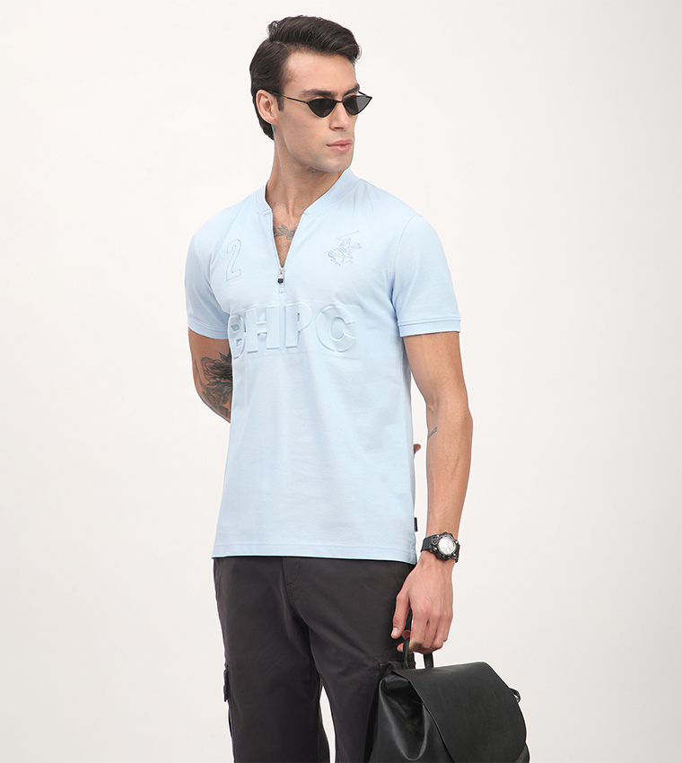 Logo Embossed V-Neck T-Shirt