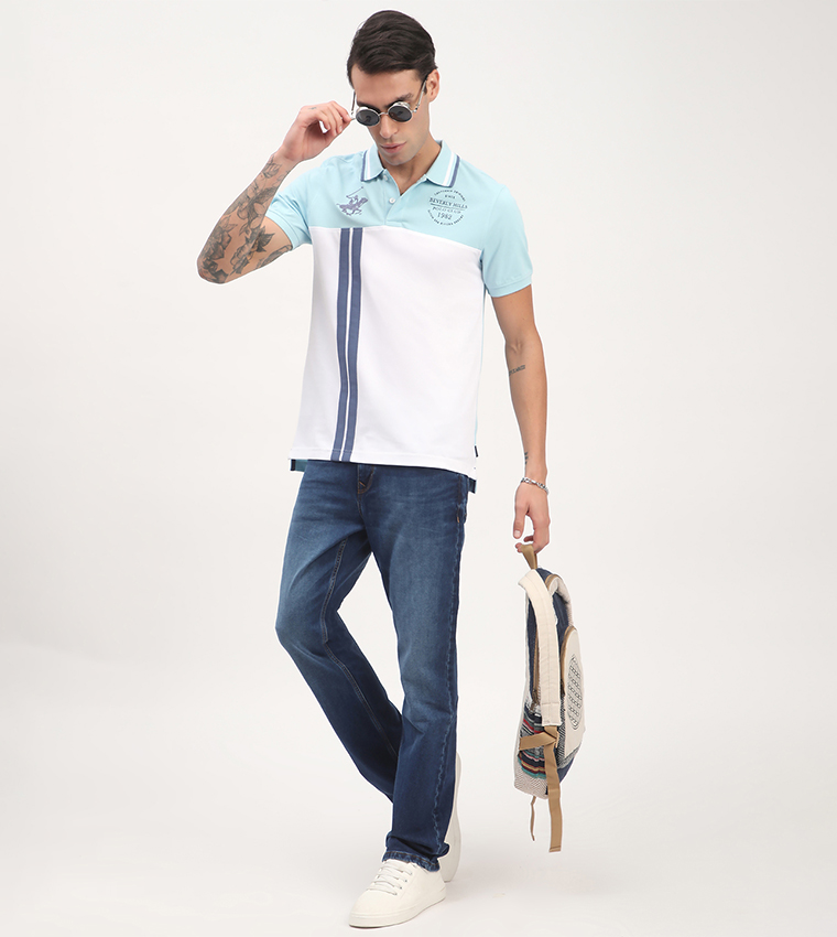 Color Block Short Sleeves Polo T-Shirt