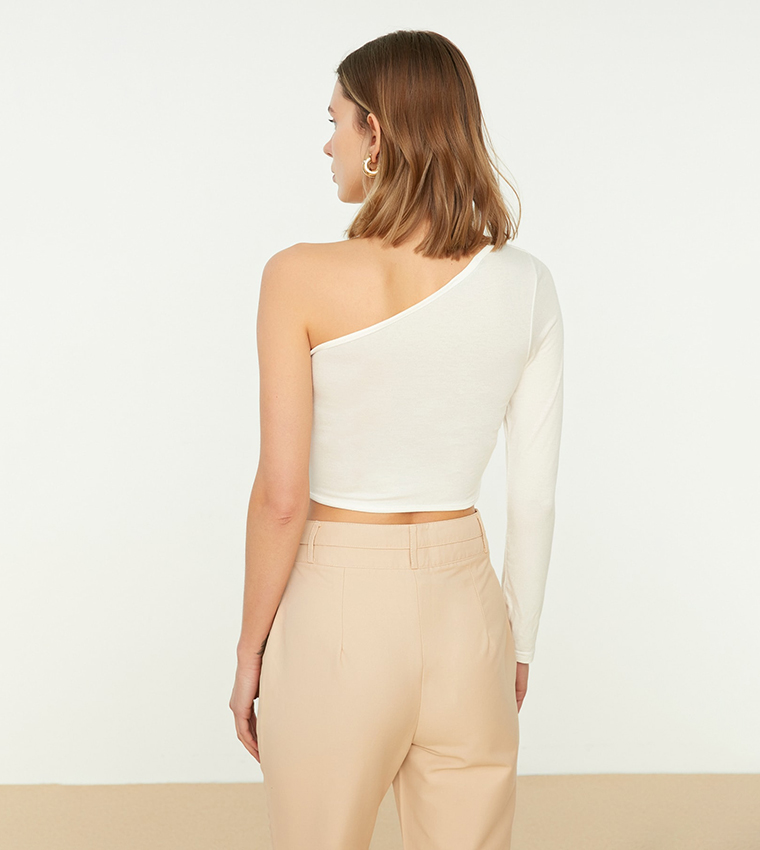 Buy Trendyol Single Shoulder Crop Top In Yellow | 6thStreet UAE