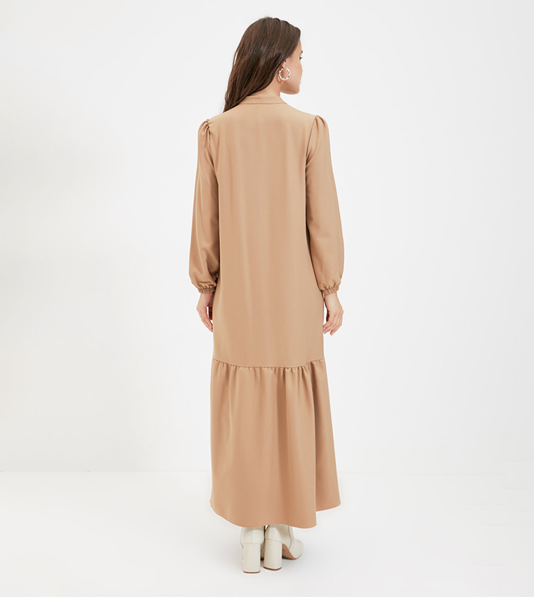 Buy Trendyol Floral Tiered Maxi Dress In Brown | 6thStreet Kuwait