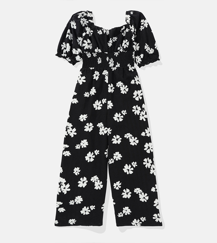 Buy American Eagle Sweetheart Wide Leg Jumpsuit In Black