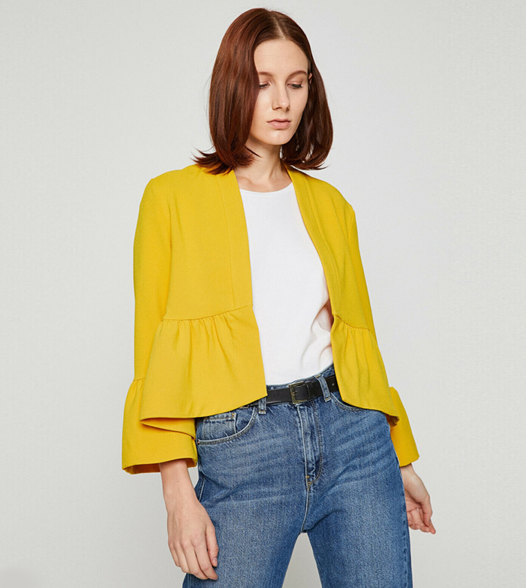Buy Koton Ruffle Detailed Jacket In Yellow | 6thStreet UAE