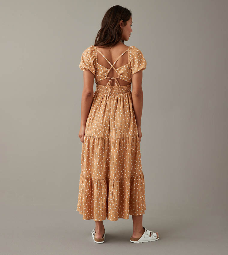 Buy American Eagle Floral Printed Tiered Dress In Brown | 6thStreet UAE