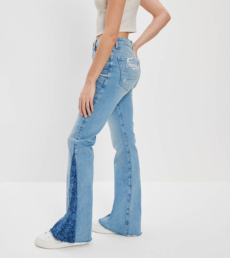 Buy American Eagle High Waist Flared Jeans In Blue