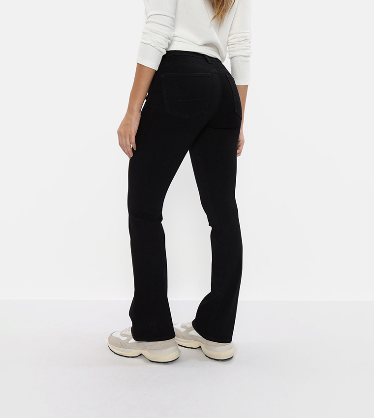 Solid Low Rise Flared Jeans