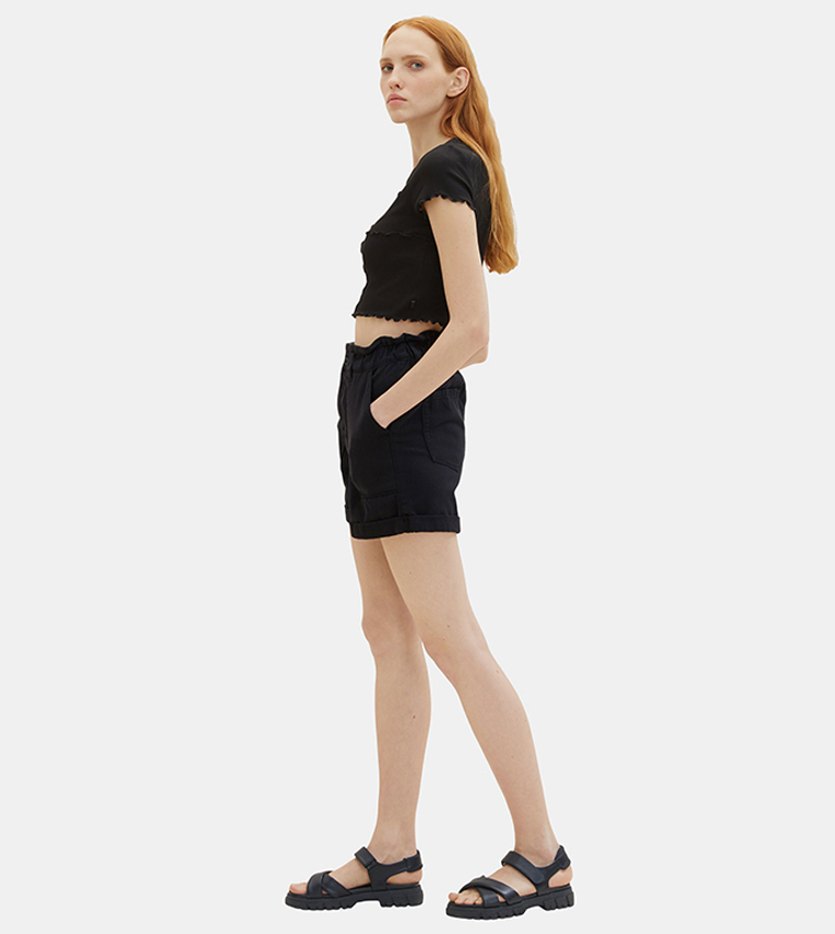 Solid Denim Mom Shorts