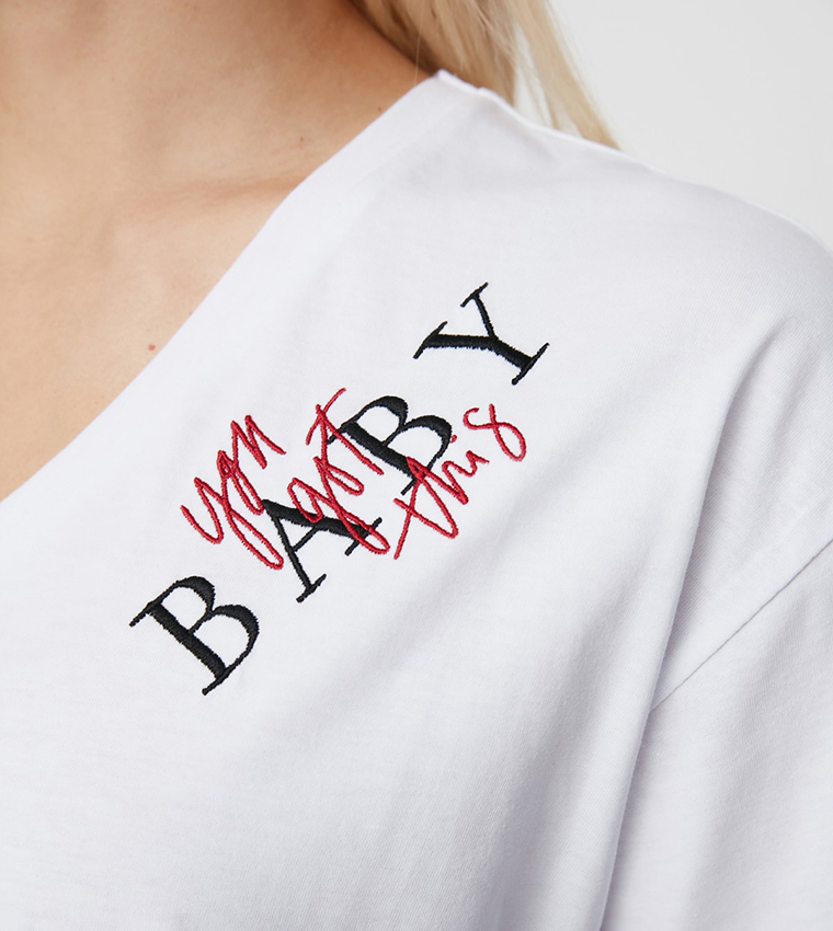 Embroidered Boyfriend Knitted T-Shirt