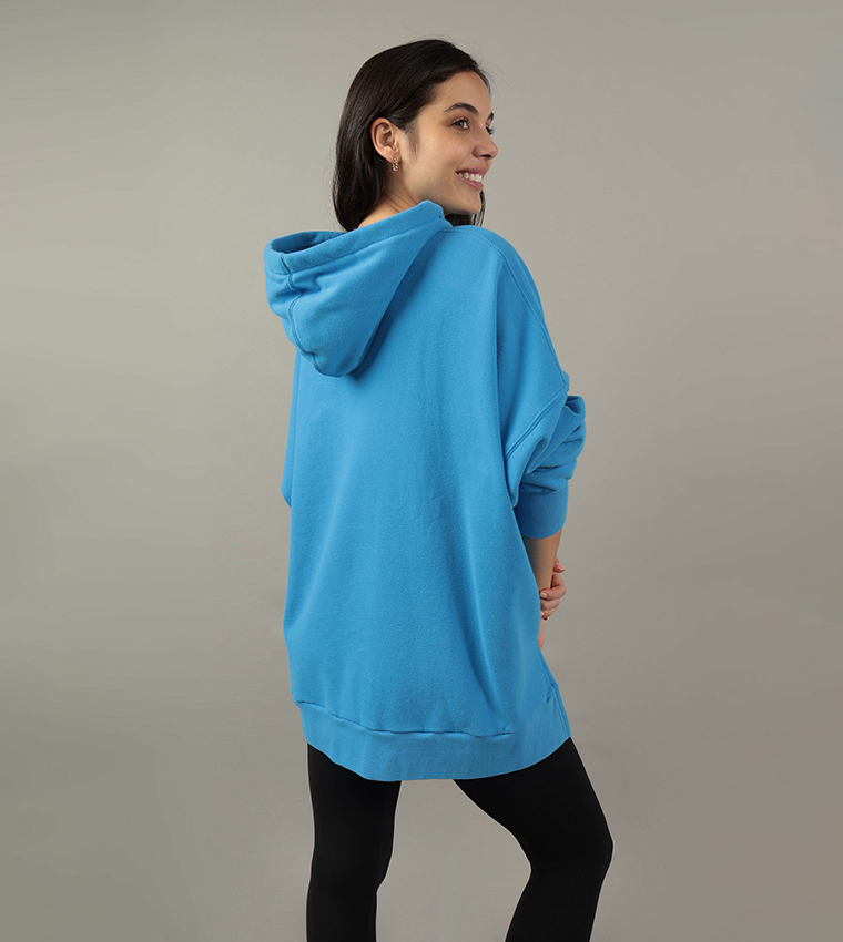 Buy American Eagle Solid Oversized Hoodie In Blue 6thStreet Bahrain