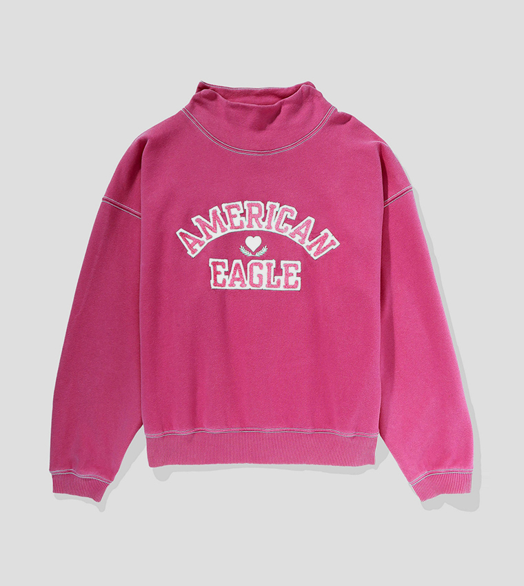 Logo Embroidered Mock Neck Sweatshirt