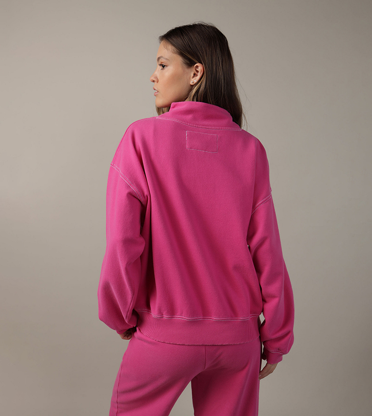 Logo Embroidered Mock Neck Sweatshirt