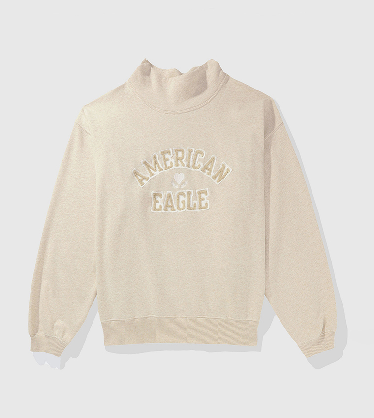Logo Embroidered Mock Neck Sweatshirt