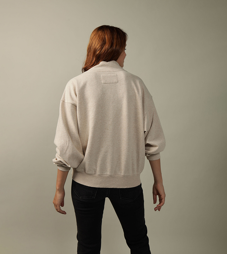 Logo Embroidered Mock Neck Sweatshirt
