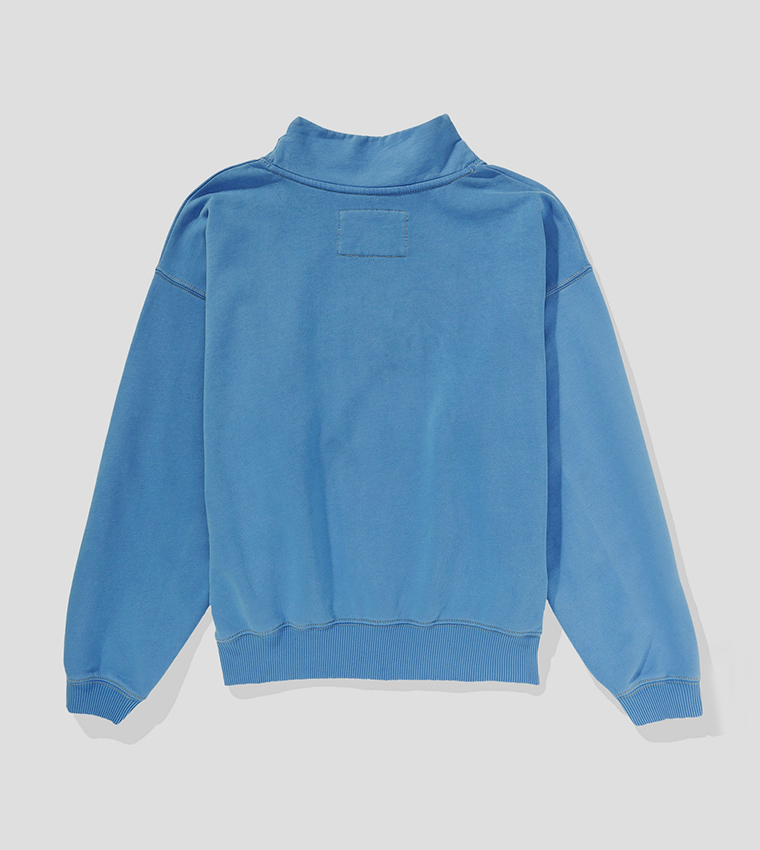 Logo Embroidered Mock Neck Sweatshirt