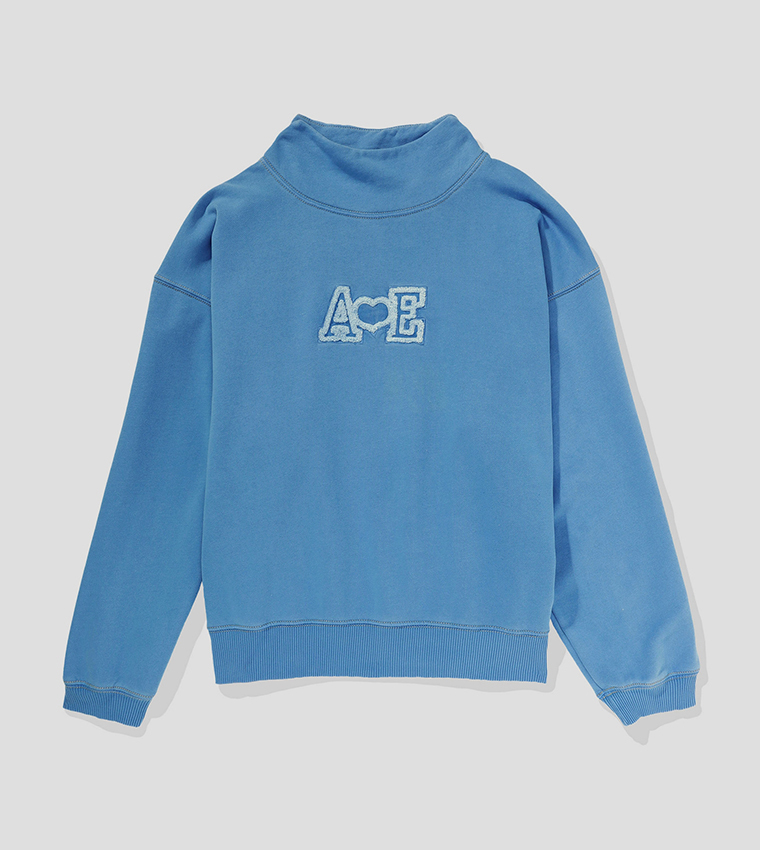Logo Embroidered Mock Neck Sweatshirt