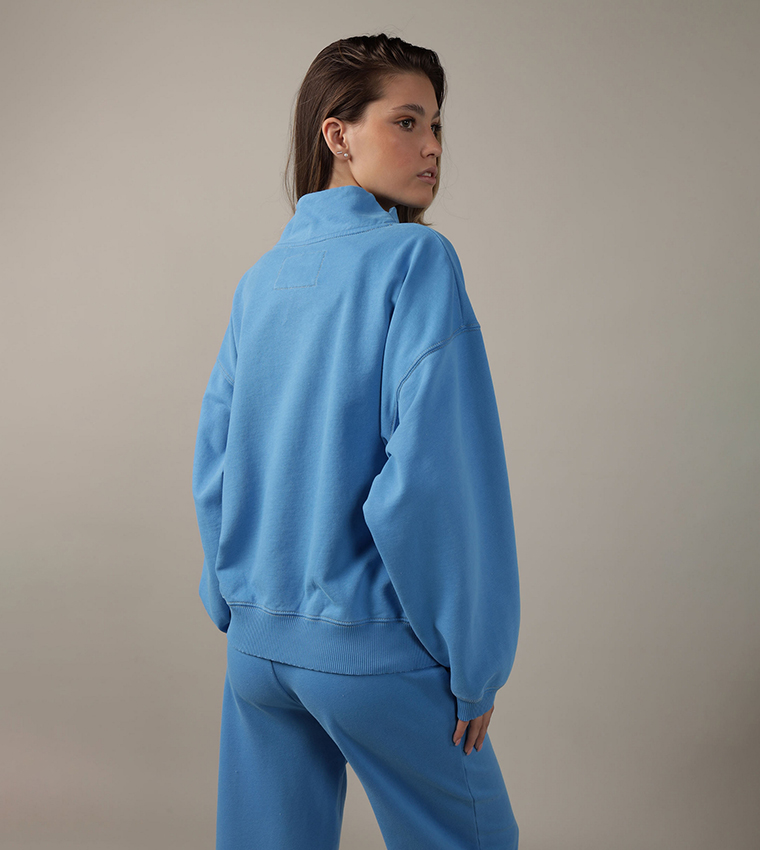 Logo Embroidered Mock Neck Sweatshirt