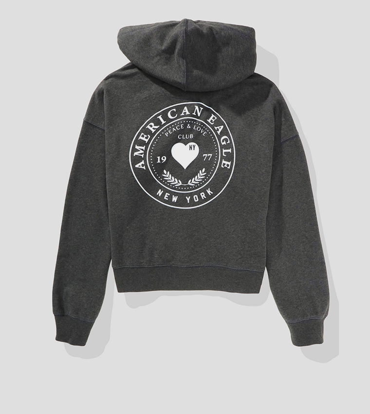 Logo Print Zip-Through Hooded Jacket