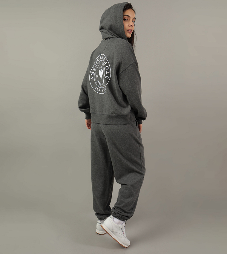 Logo Print Zip-Through Hooded Jacket