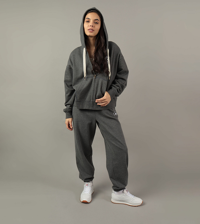 Logo Print Zip-Through Hooded Jacket