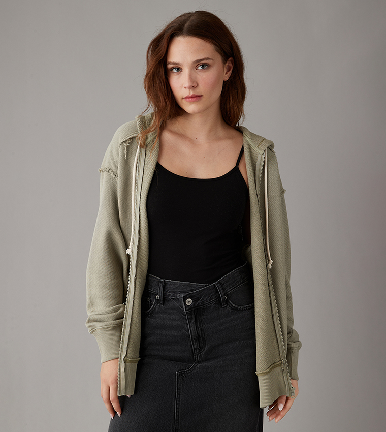 Textured Zip-Through Hooded Jacket