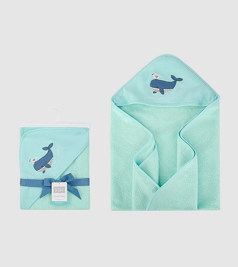 Whale Woven Terry Hooded Towel