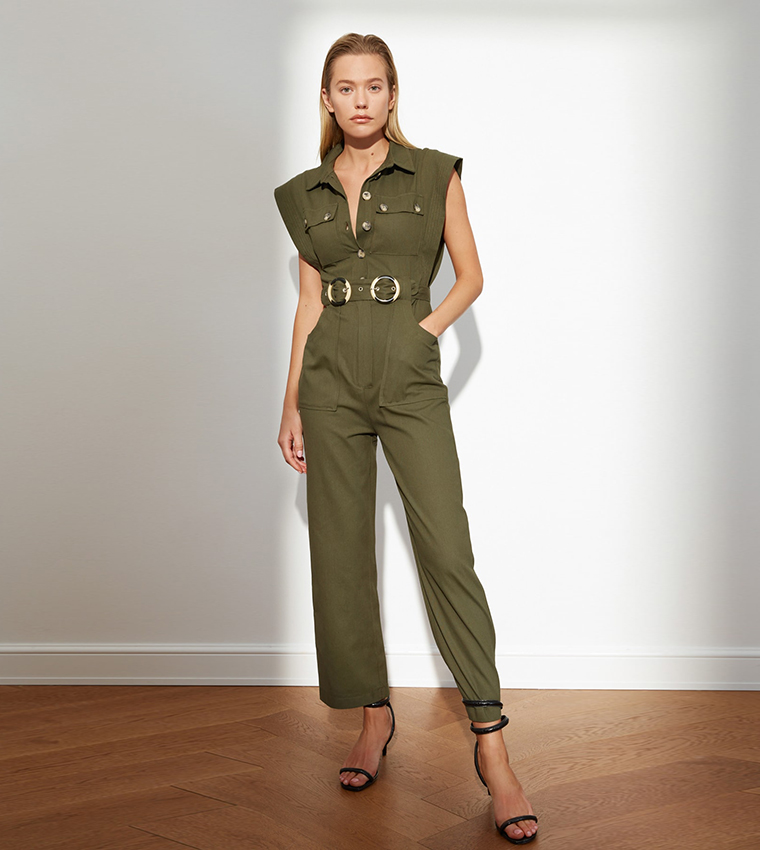Womens Jumpsuits Khaki Boiler Jumpsuit Labelrail X Pose And Repeat