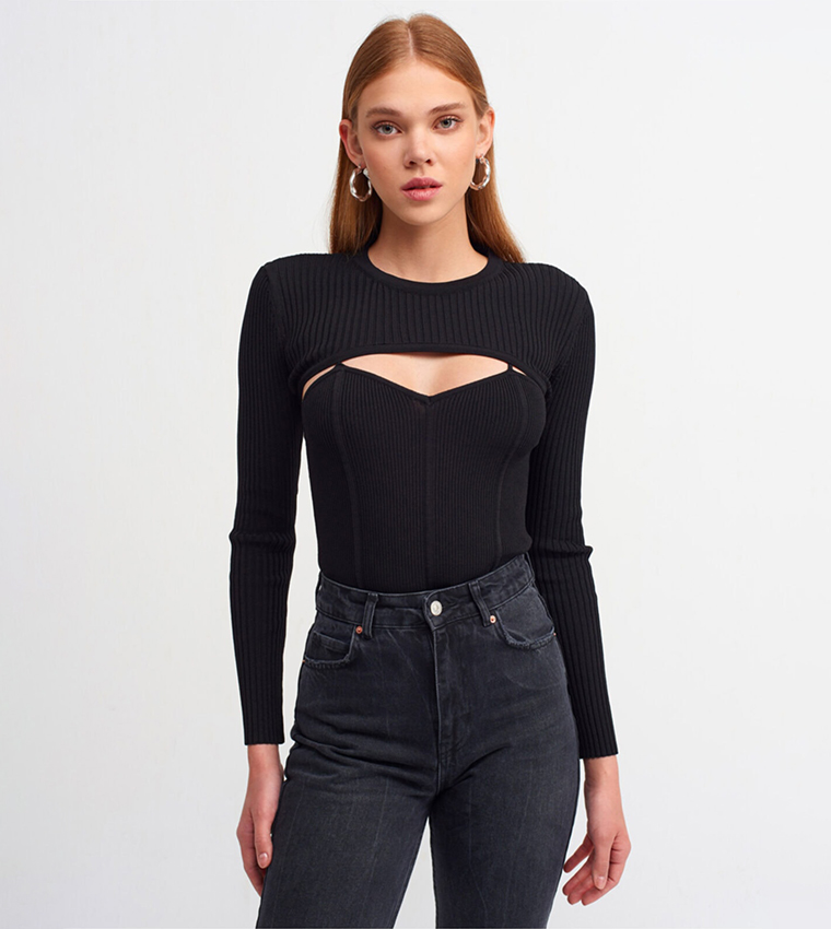 Crew Neck Bolero Sweater Top