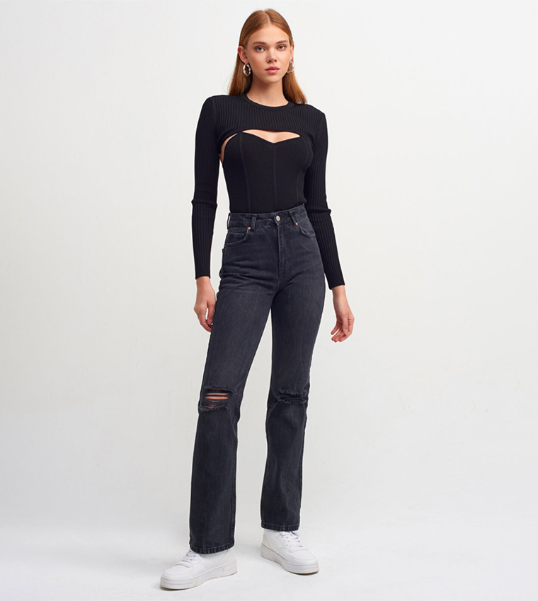 Crew Neck Bolero Sweater Top