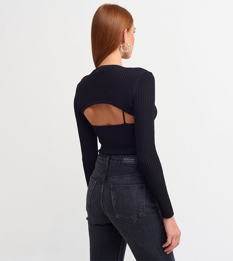 Crew Neck Bolero Sweater Top