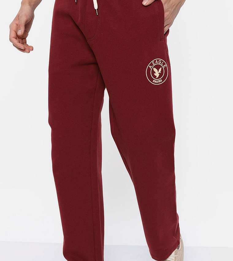 Buy American Eagle Fleece Drawstring Waist Sweatpants In Red 6thStreet Kuwait