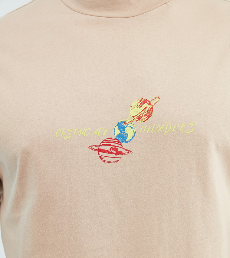 Fit Printed T Shirt In White 