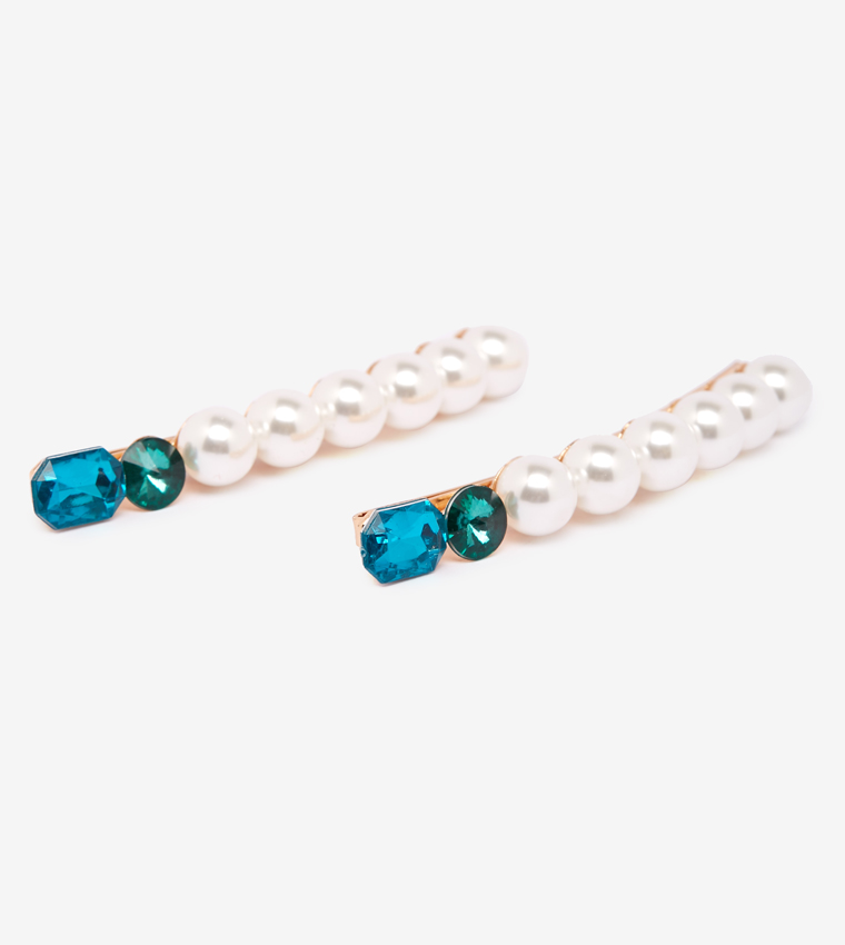 Buy Aldo Pearl Detailed Stone Embellished Hair Clip In White | 6thStreet  Oman