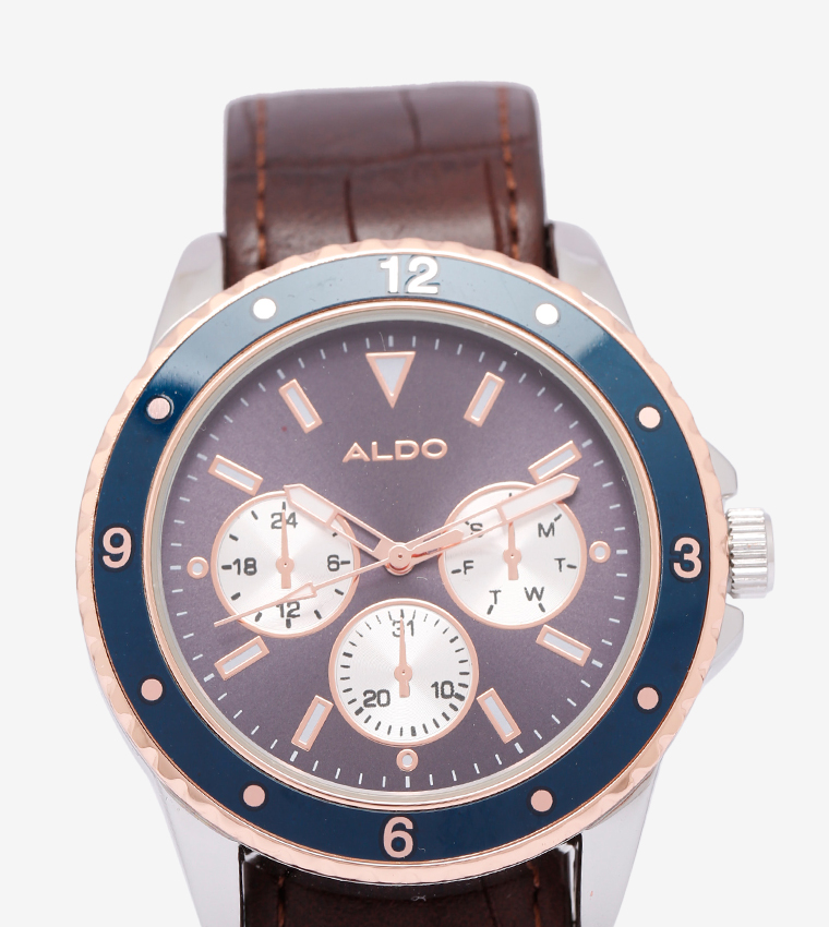 Buy Aldo Dreven Round Analog Watch Brown In Brown | 6thstreet Qatar