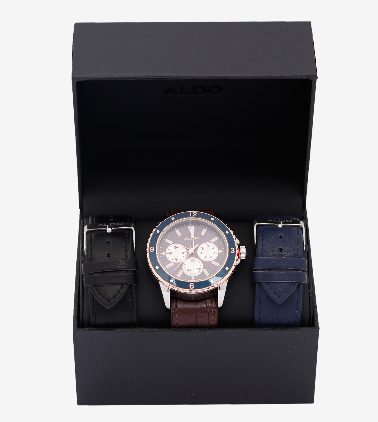 Buy Aldo Dreven Round Analog Watch Brown In Brown | 6thstreet Qatar