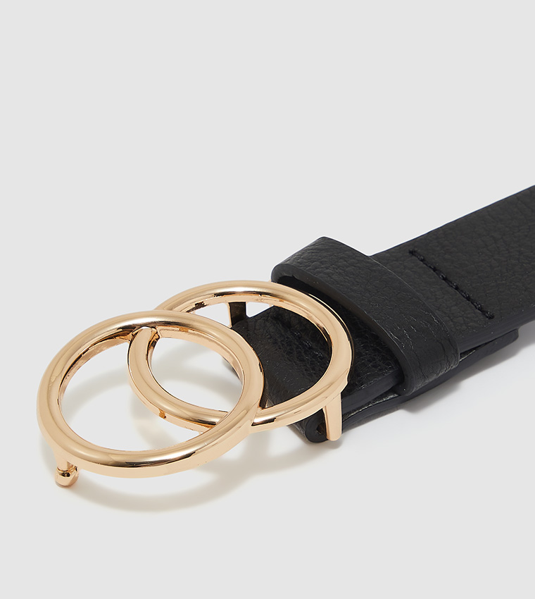 Buy Aldo Accessories Lilywynd Solid Gold Buckle Belt In Black ...