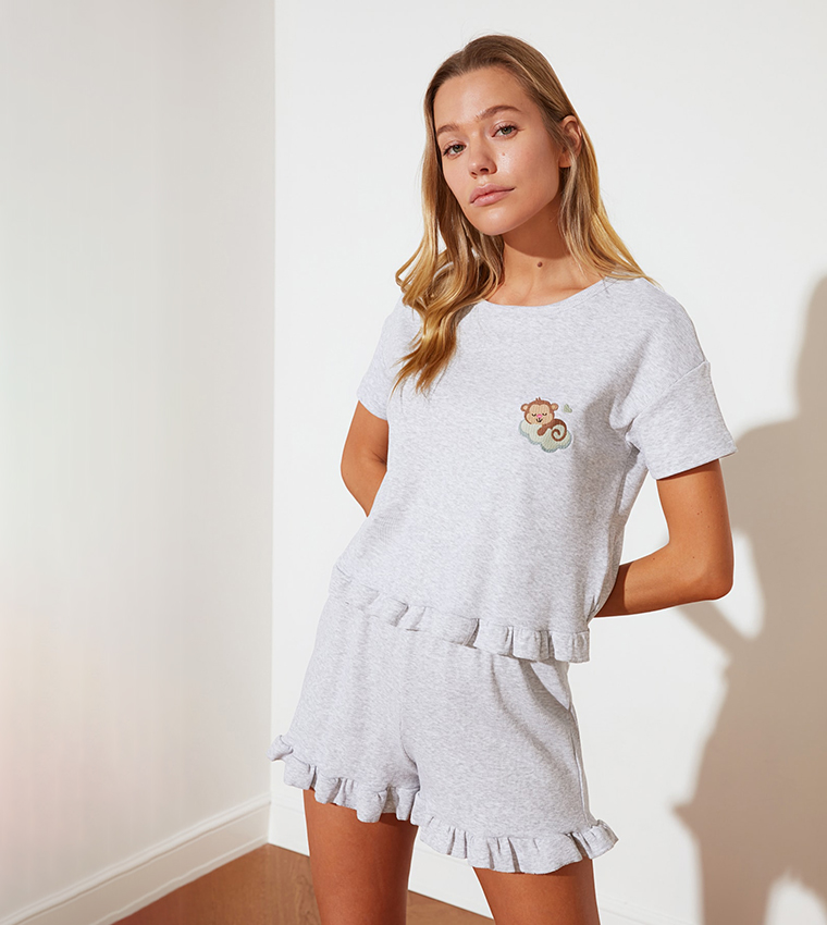Embroidered Night Suit