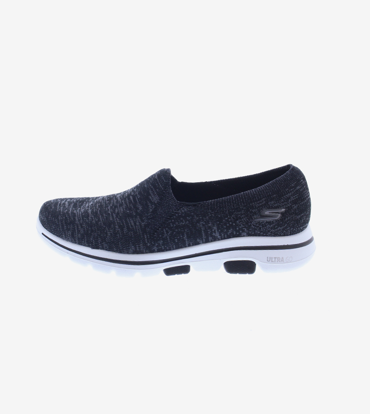 Buy Skechers Go Walk Round Toe Slip On Sneakers In Black