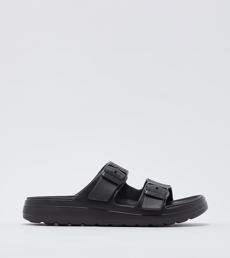 Solid Buckled Flat Sandals