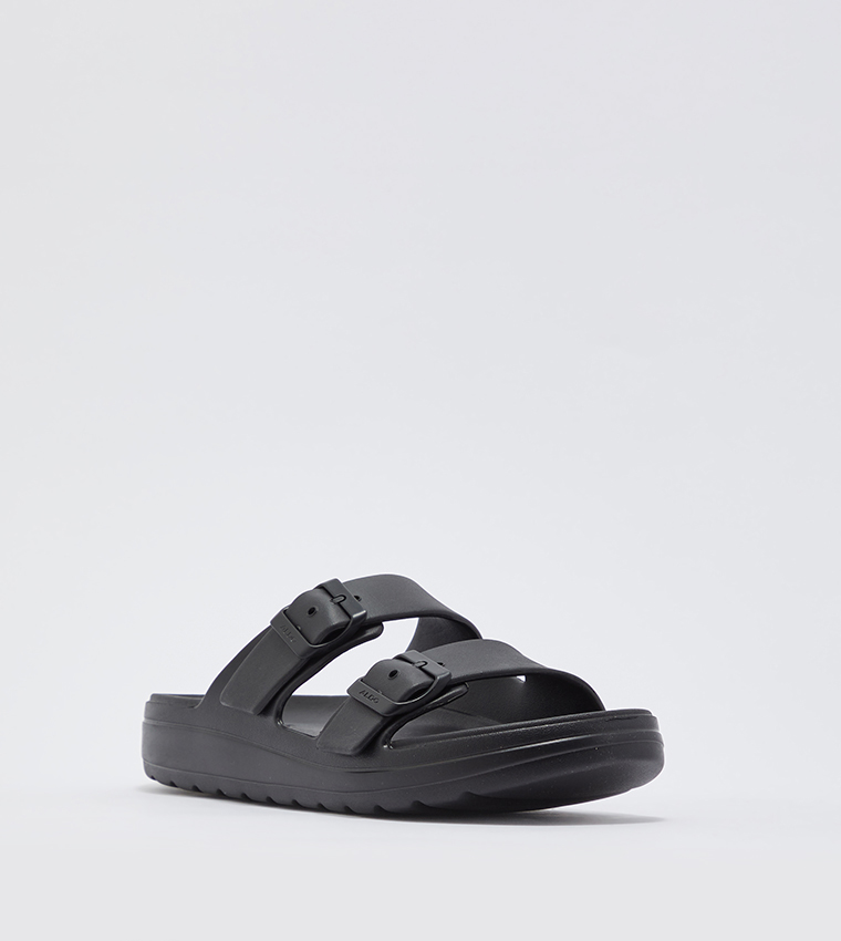 Solid Buckled Flat Sandals