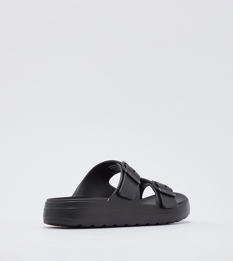 Solid Buckled Flat Sandals