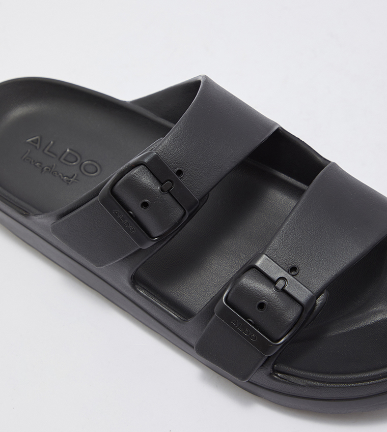 Solid Buckled Flat Sandals