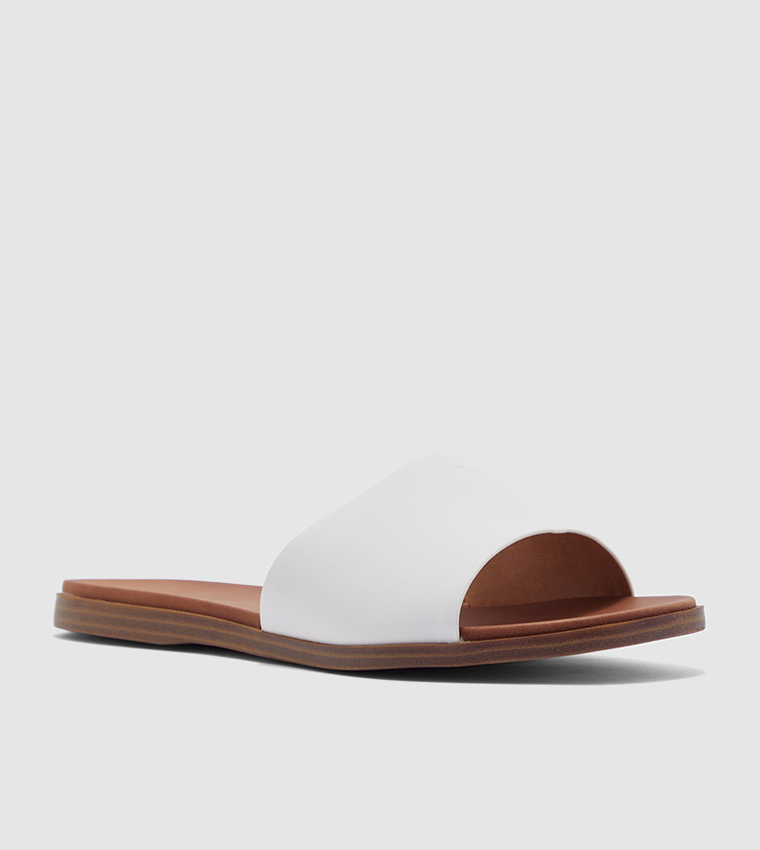 Open Toe Flat Sandals-White