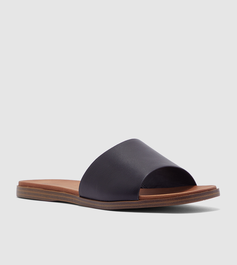 Open Toe Flat Sandals-Black