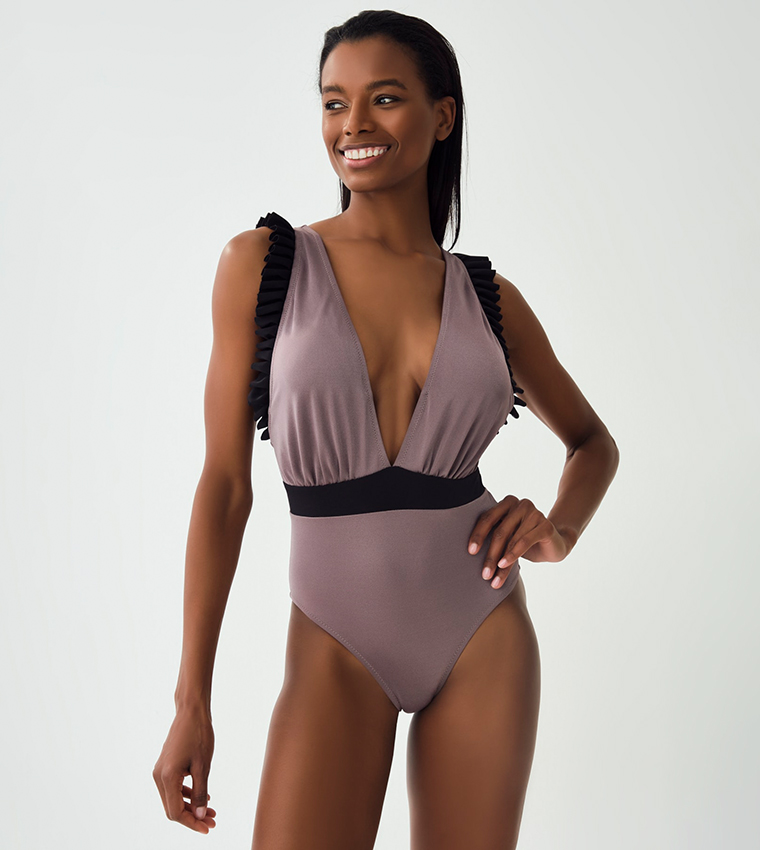 Tropical Tie Waist Belted Swimsuit