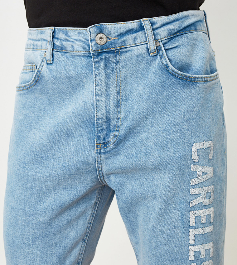 Ripped Printed Carrot Fit Jeans