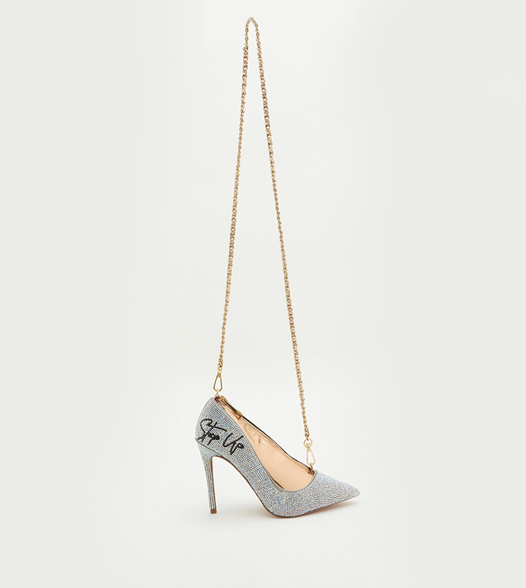 Buy Aldo Stessyrazzle High Heel Crossbody Bag In Silver